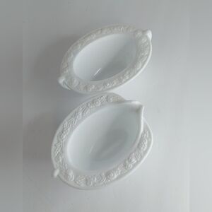 Milk Glass Creamer And Sugar Set